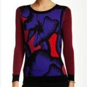 NWOT Diane von Furstenberg Lilya Poppy-Print Wool Sweater Women S ($298)